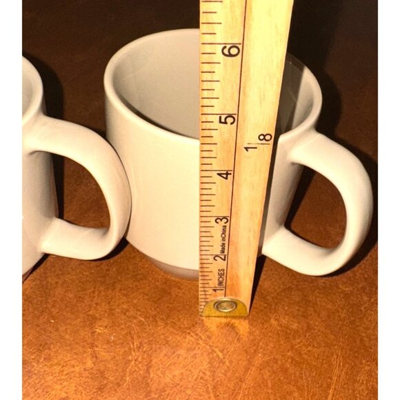 Pair Of Mainstays Beige Stackable Mugs Dishwasher & Microwave Safe - Picture 5 of 5